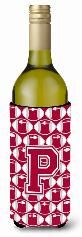 Monogram Letter Football Wine Bottle Hugger - 638508037909