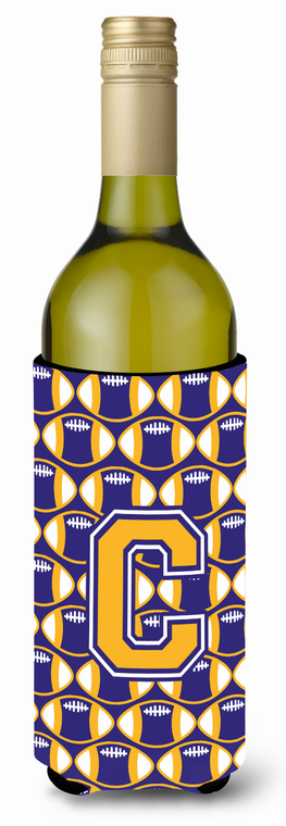 Monogram Letter Football Wine Bottle Hugger - 638508036995