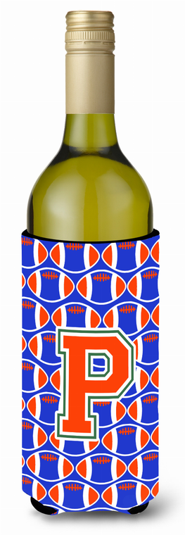 Monogram Letter Football Wine Bottle Hugger - 638508052186
