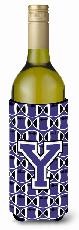 Monogram Letter Football Wine Bottle Hugger - 638508040336