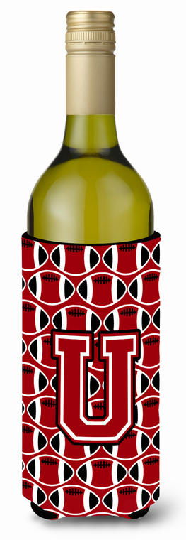 Monogram Letter Football Wine Bottle Hugger - 638508044433
