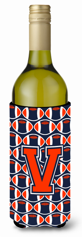 Monogram Letter Football Wine Bottle Hugger - 638508038746