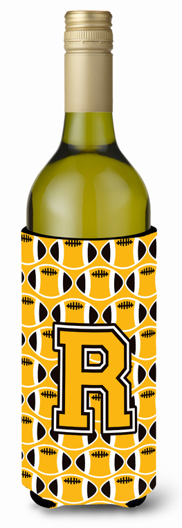 Monogram Letter Football Wine Bottle Hugger - 638508049865