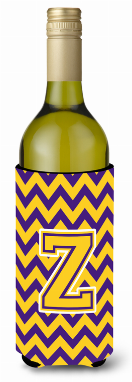 Monogram Letter Chevron Wine Bottle Hugger - 638508007520