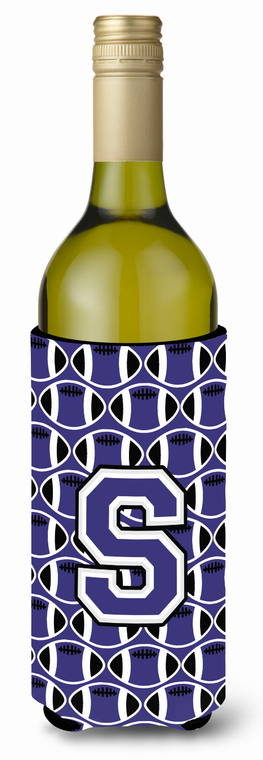 Monogram Letter Football Wine Bottle Hugger - 638508040275