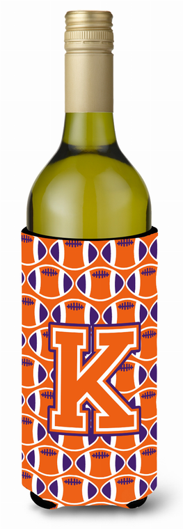 Monogram Letter Football Wine Bottle Hugger - 638508043313