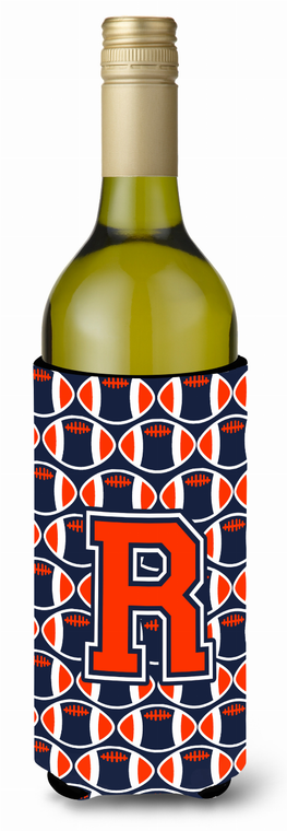 Monogram Letter Football Wine Bottle Hugger - 638508038708