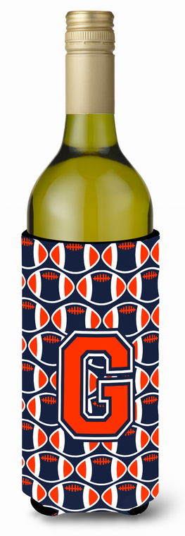 Monogram Letter Football Wine Bottle Hugger - 638508038593