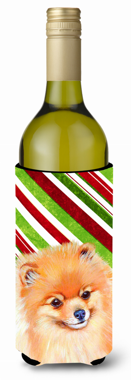 Candy Cane Holiday Christmas Design with Dog Wine Bottle Hugger - 615872701391