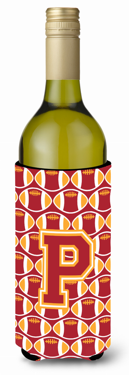 Monogram Letter Football Wine Bottle Hugger - 638508041807