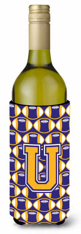 Monogram Letter Football Wine Bottle Hugger - 638508037176