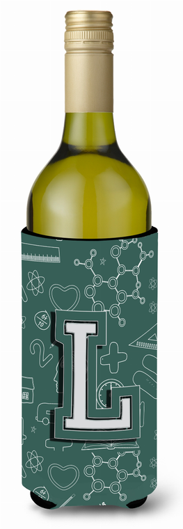 Monogram Letter Back to School Wine Bottle Hugger - 638508020215