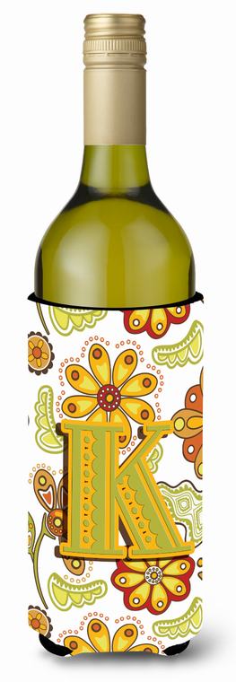 Monogram Letter Floral Wine Bottle Hugger - 638508018656