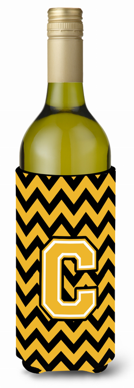 Monogram Letter Chevron Wine Bottle Hugger - 638508016751