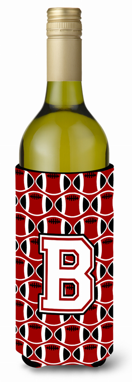 Monogram Letter Football Wine Bottle Hugger - 638508051264