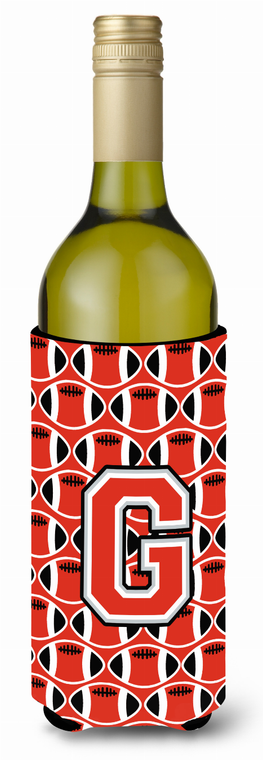 Monogram Letter Football Wine Bottle Hugger - 638508039378