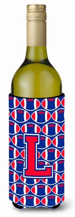Monogram Letter Football Wine Bottle Hugger - 638508046680