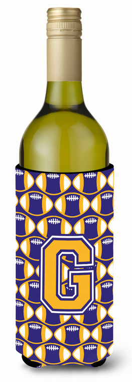 Monogram Letter Football Wine Bottle Hugger - 638508037039