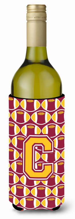 Monogram Letter Football Wine Bottle Hugger - 638508050496