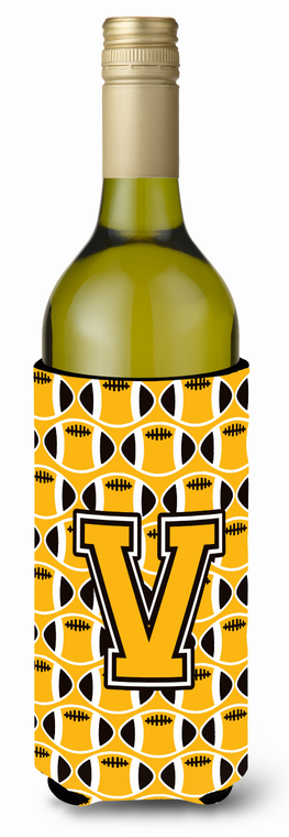 Monogram Letter Football Wine Bottle Hugger - 638508049902