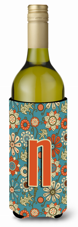 Monogram Letter Flowers Wine Bottle Hugger - 638508020758