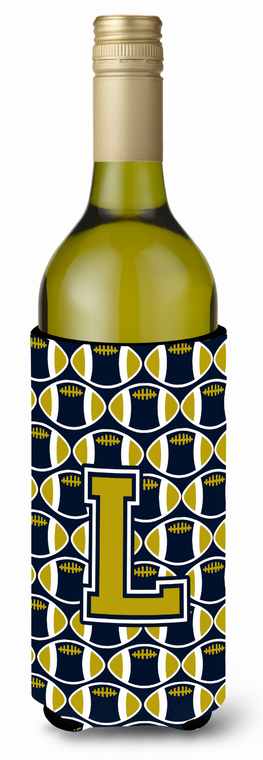 Monogram Letter Football Wine Bottle Hugger - 638508045126