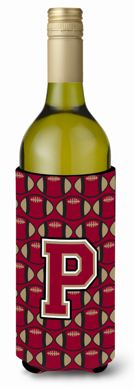 Monogram Letter Football Wine Bottle Hugger - 638508048288