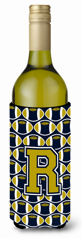 Monogram Letter Football Wine Bottle Hugger - 638508045188