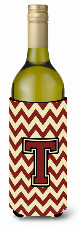Monogram Letter Chevron Wine Bottle Hugger - 638508034823
