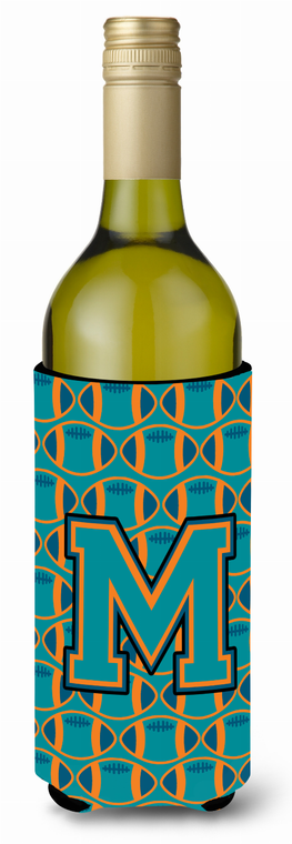 Monogram Letter Football Wine Bottle Hugger - 638508036315