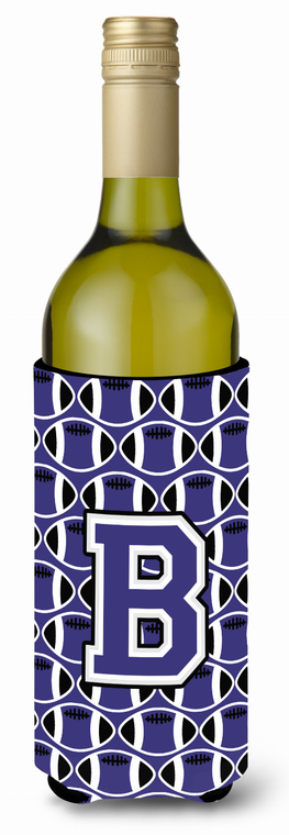Monogram Letter Football Wine Bottle Hugger - 638508040107