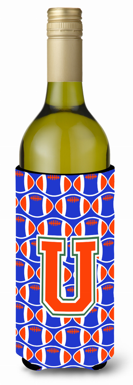 Monogram Letter Football Wine Bottle Hugger - 638508052230
