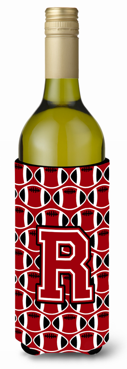 Monogram Letter Football Wine Bottle Hugger - 638508044402