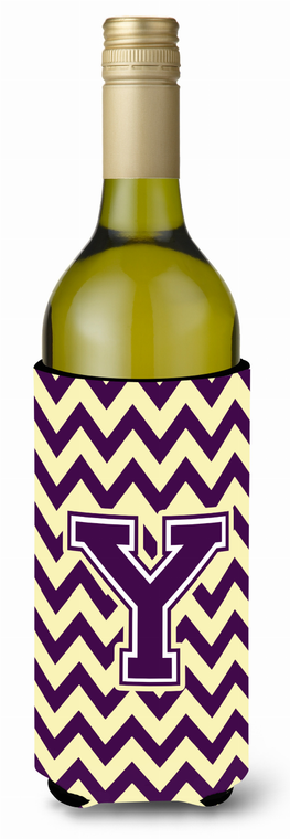 Monogram Letter Chevron Wine Bottle Hugger - 638508032539