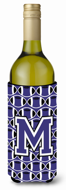 Monogram Letter Football Wine Bottle Hugger - 638508040213