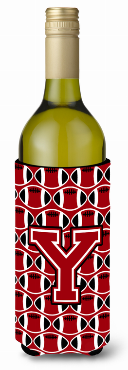 Monogram Letter Football Wine Bottle Hugger - 638508044471