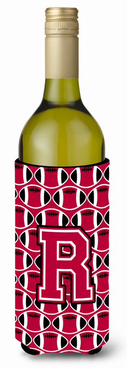 Monogram Letter Football Wine Bottle Hugger - 638508049087