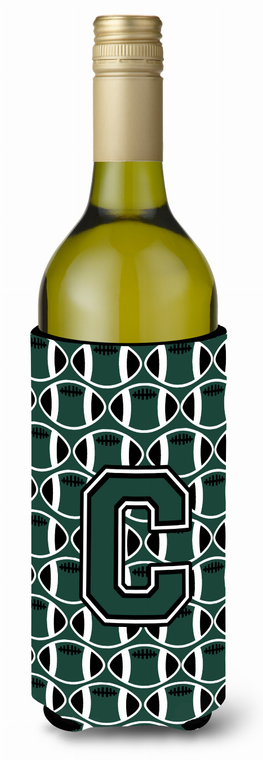 Monogram Letter Football Wine Bottle Hugger - 638508042453