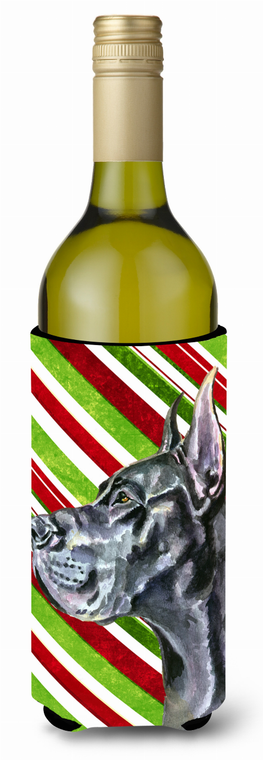 Candy Cane Holiday Christmas Design with Dog Wine Bottle Hugger - 638508069009