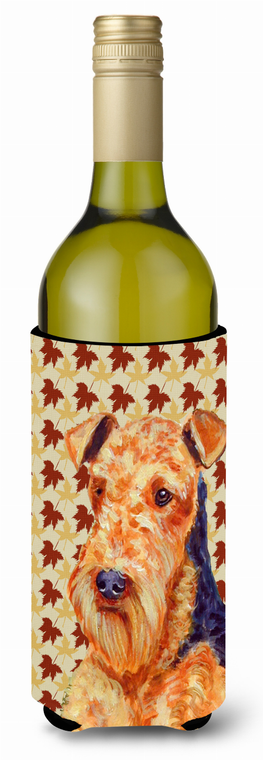Fall Leaves Design with Dog Wine Bottle Hugger - 615872700172