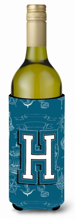 Monogram Letter Sea Doodles Alphabet Wine Bottle Hugger - 638508020956