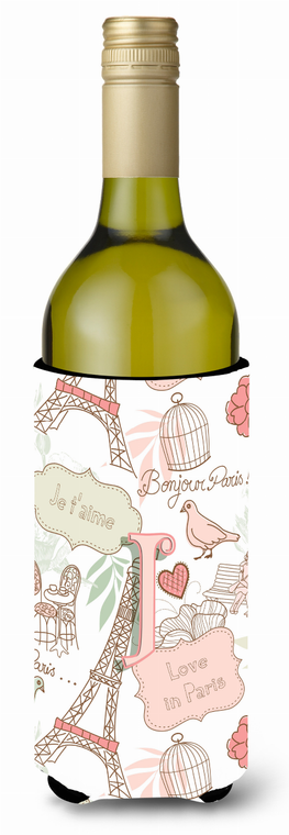 Monogram Letter Love in Paris Pink Wine Bottle Hugger - 638508018380