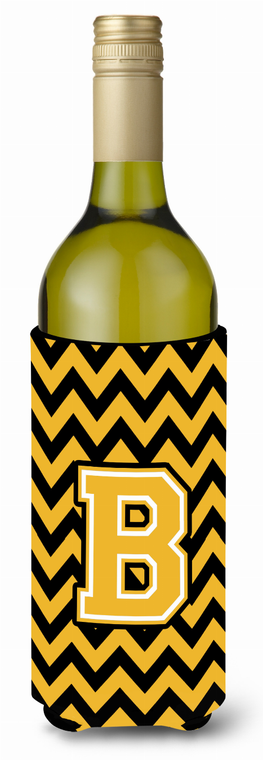 Monogram Letter Chevron Wine Bottle Hugger - 638508016744