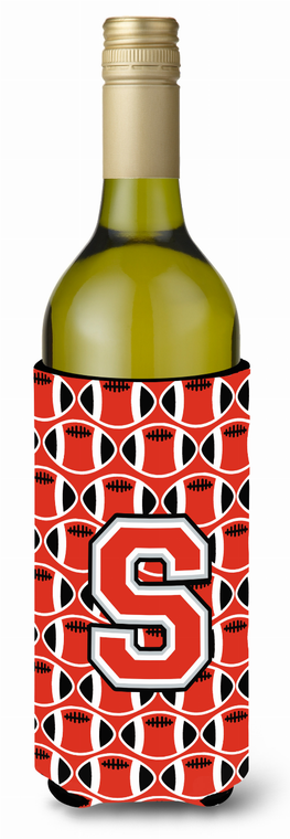 Monogram Letter Football Wine Bottle Hugger - 638508039491
