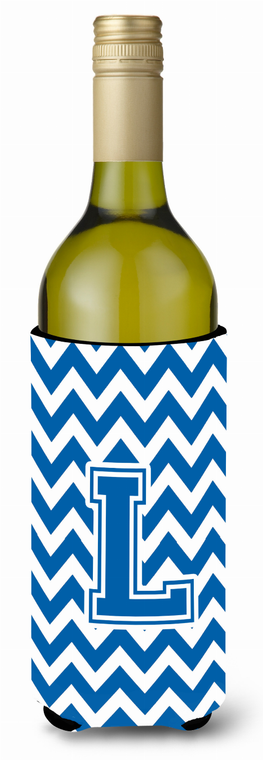 Monogram Letter Chevron Wine Bottle Hugger - 638508030849
