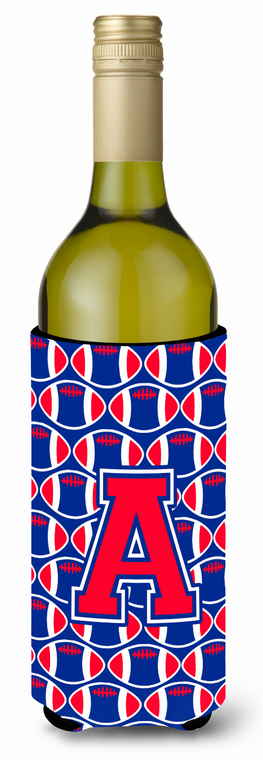Monogram Letter Football Wine Bottle Hugger - 638508046574