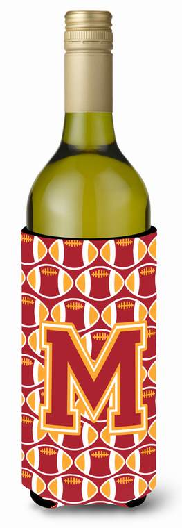 Monogram Letter Football Wine Bottle Hugger - 638508041777