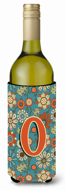 Monogram Letter Flowers Wine Bottle Hugger - 638508020765