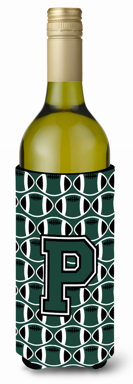 Monogram Letter Football Wine Bottle Hugger - 638508042583