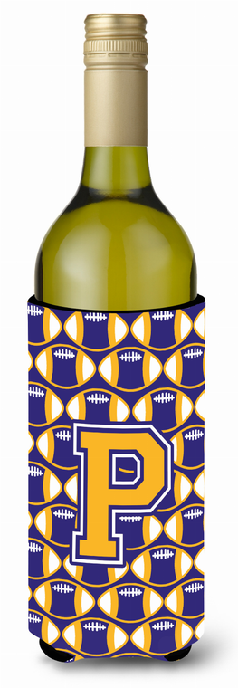 Monogram Letter Football Wine Bottle Hugger - 638508037121